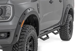 Ford Ranger Pocket Fender Flares - Rough Country - Simulated Riveted - Flat Black - '24-'25